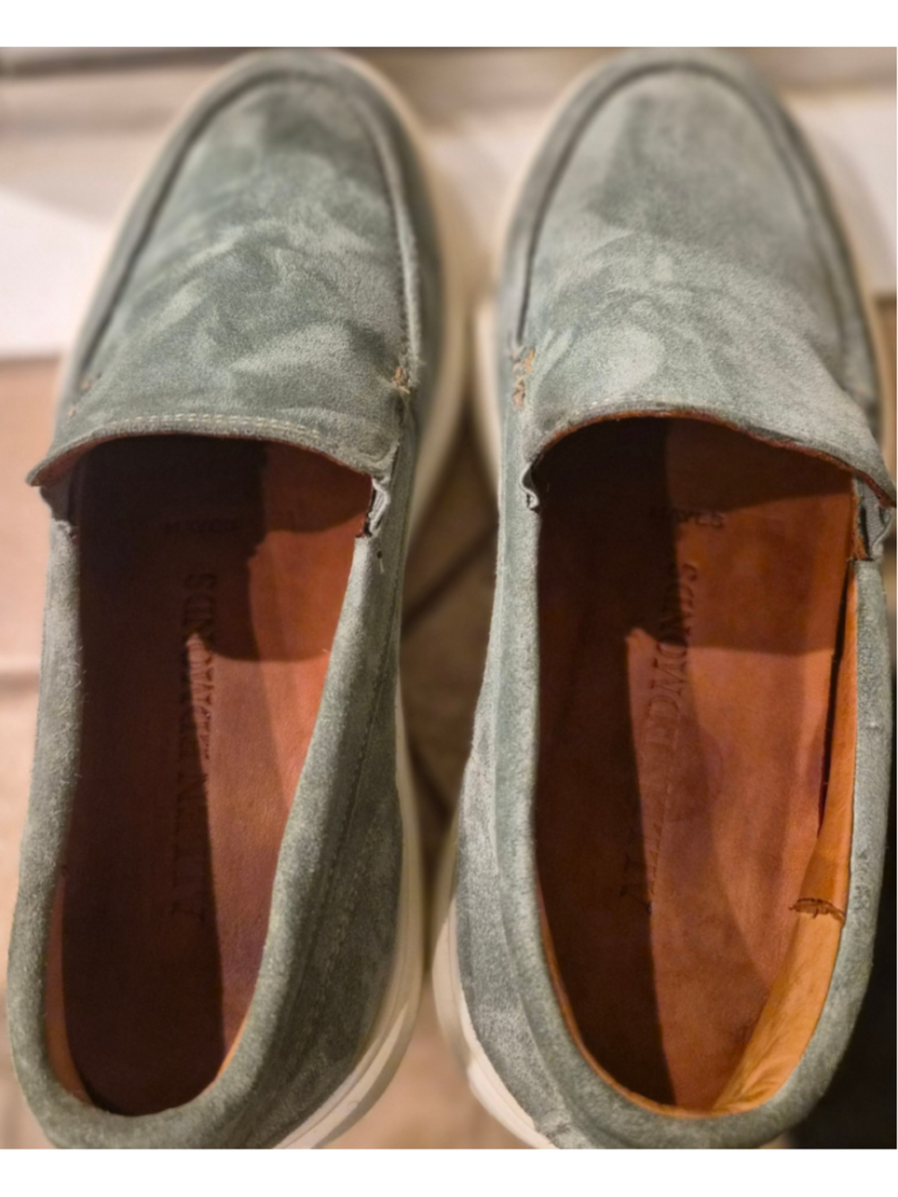 Men's Allen Edmonds Hayes Suede Slip-On Loafers Size 9.5 Sage Green - Picture 11 of 11